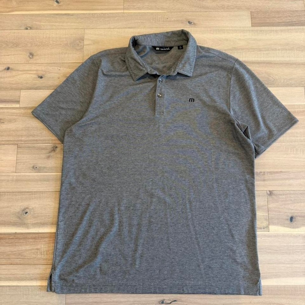 Travis Matthews grey golf polo logo T size XL